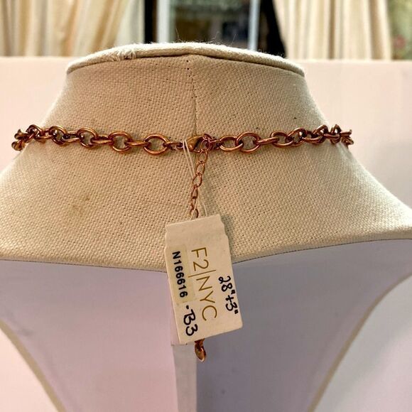 Brown suede fringe mixed faux stones copper color chain extender brand new - Picture 5 of 5